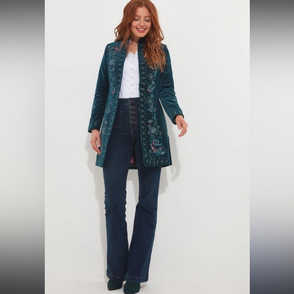 Linea Pelle Jackets & Blazers - Rare Vintage Linea By Louis Dell’Olio Women's Wool Jacket Embroidered Green